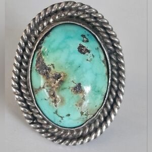 Antique Old Pawn Native American Navajo Sterling Silver Royston Turquoise Ring